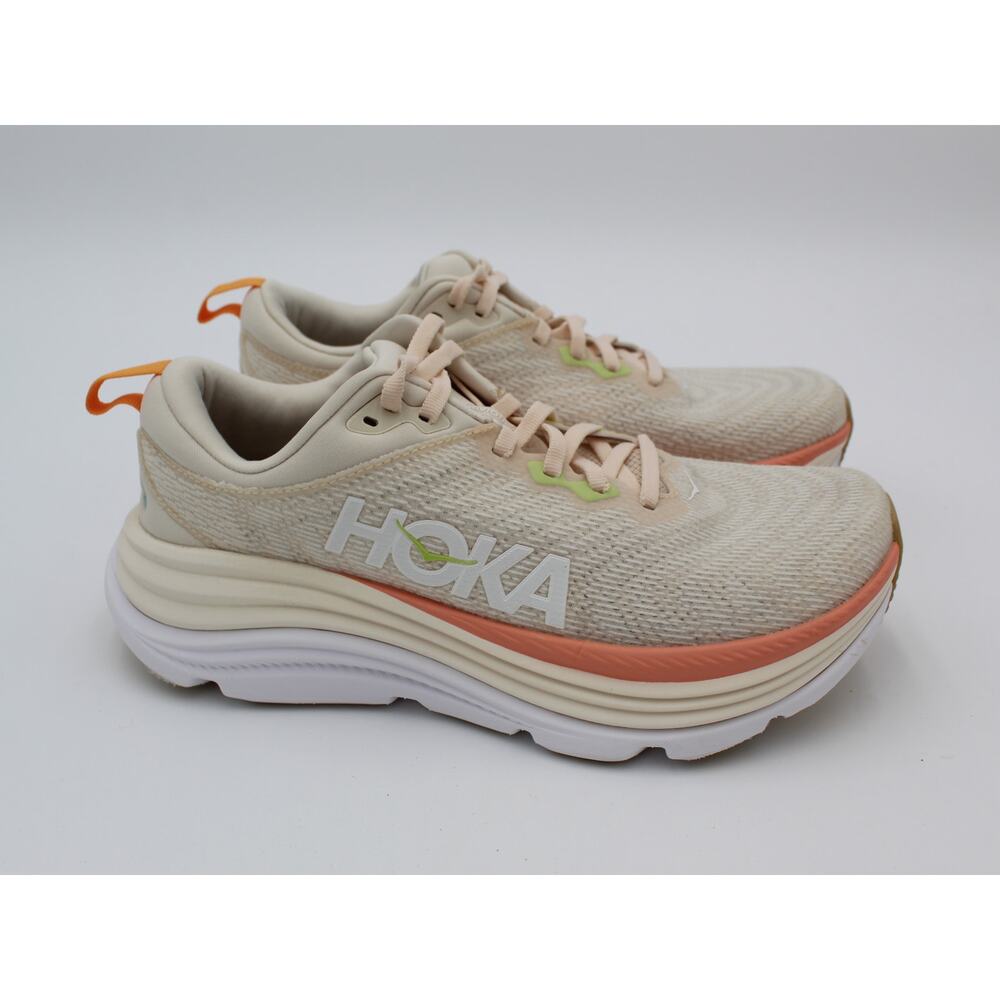 Hoka Gaviota 5 Running Shoes Womens 8.5 Beige Comfort Walking Shoe Gym Athletic